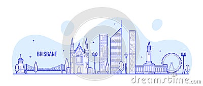 Brisbane a big skyline Queensland Australia vector Vector Illustration