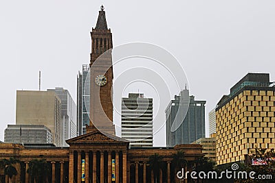 Brisbane City Hall building with clock tower in Australia, Brisbane, 2021 Editorial Stock Photo
