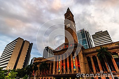 Brisbane City Hall building with clock tower in Australia, Brisbane, 2021 Editorial Stock Photo