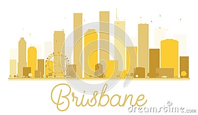 Brisbane City skyline golden silhouette. Cartoon Illustration