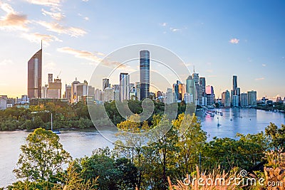 Brisbane city skyline at twilight in Australia Stock Photo