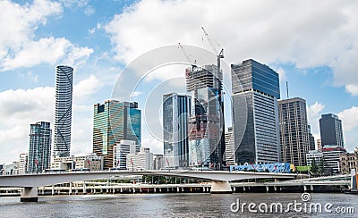 Brisbane city skyline view from Southbank Stock Photo