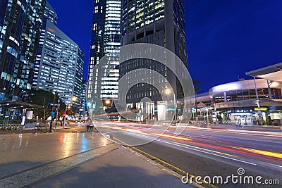 Brisbane night city traffic Stock Photo