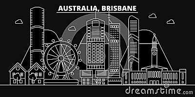 Brisbane silhouette skyline. Australia - Brisbane vector city, australian linear architecture, buildings. Brisbane Vector Illustration