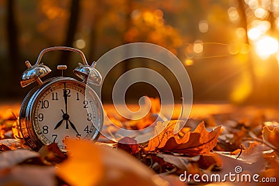 Brisk Alarm clock autumn. Generate Ai Stock Photo