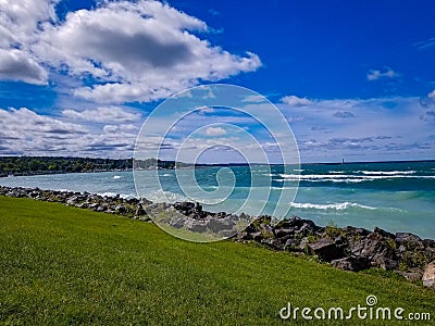 Brisk Sunny Day on the Lake Stock Photo