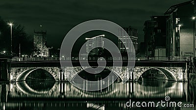 Bristol Bridge by night Editorial Stock Photo