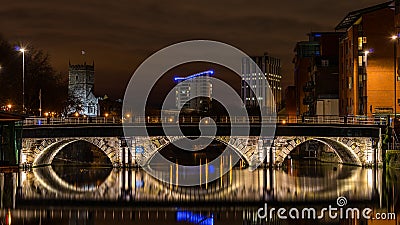 Bristol Bridge by night Editorial Stock Photo