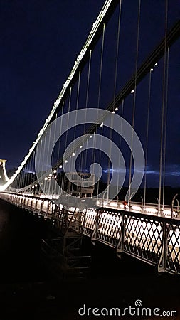 Bristol bridge nightime lights city Editorial Stock Photo