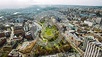 Bristol City Center Aerial View in England UK Stock Photo