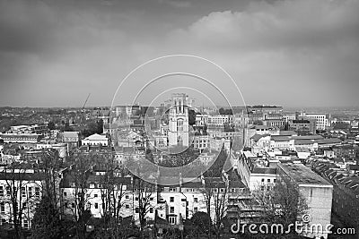 Bristol City Museum and Art Gallery is of Edwardian Baroque architecture seen from Cabot Tower. Editorial Stock Photo