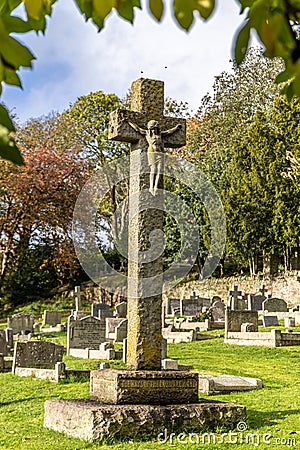 Bristol , UK - November 11, 2023: All Saints Anglican church with graveyard around it Editorial Stock Photo