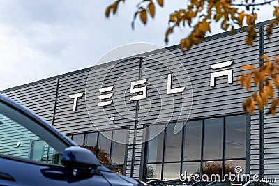 Bristol , UK - October 24, 2023: New Tesla showroom Bristol. Tesla is an American company that designs, manufactures Editorial Stock Photo