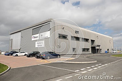 Bristow search and rescue hanger. Editorial Stock Photo