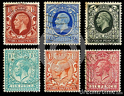 Britain Postage Stamps Editorial Stock Photo