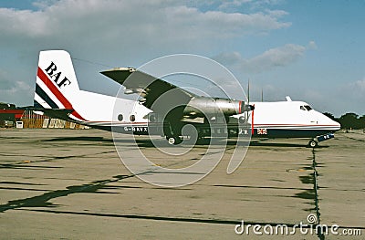 British Air Ferries Handley Page HDR-7 Herald 214 G=BAVX CN 194 . Taken on October 4 , 1990. Editorial Stock Photo