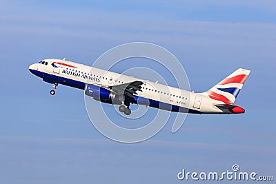 British Airways Airbus A320 taking off Editorial Stock Photo