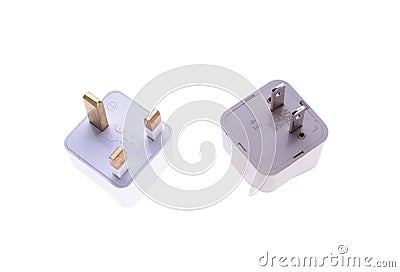 British and American plug adaptors isolated Stock Photo