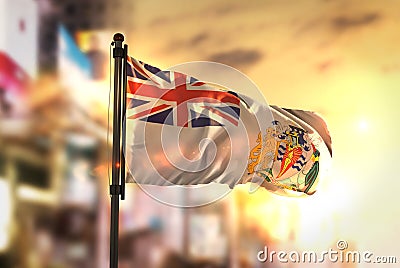 British Antarctic Territory Flag Against City Blurred Background Stock Photo