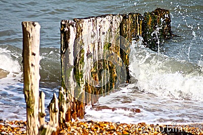 British beach groynes Stock Photo