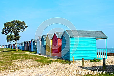 British beach huts Stock Photo