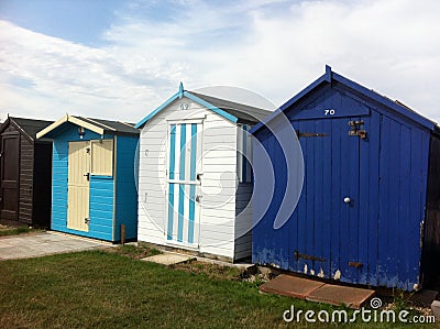 British beach huts Stock Photo