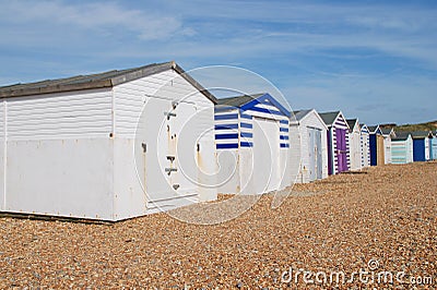 British beach huts, Sussex Stock Photo