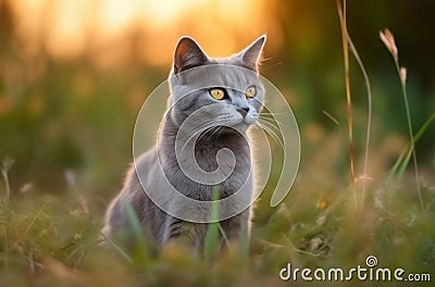 British Blue Shorthair cat. Stock Photo