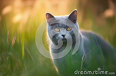 British Blue Shorthair cat. Stock Photo