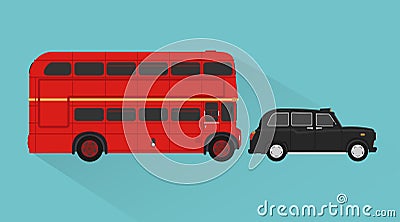 British bus ,taxi passenger transport design flat style Vector Illustration