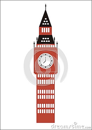 British Clock Tower Vector Illustration