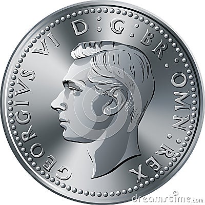 British coin King George VI florin Vector Illustration