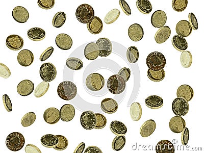 Falling UK Coins Stock Photo