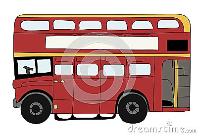 British Double Decker Bus Vector Illustration