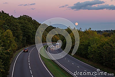 British dual carriageway road Stock Photo