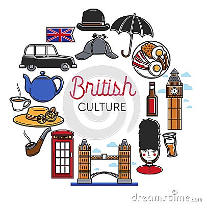 British or England culture vector symbols Vector Illustration