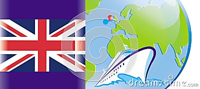 British flag, cruise on a ship Stock Photo