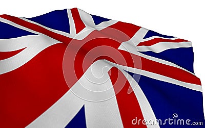 British flag flowing in the wind detailed texture. Part of a set Cartoon Illustration