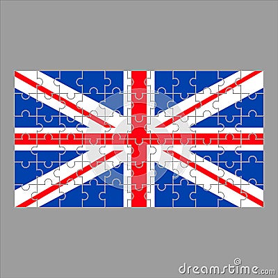 British flag from puzzles on a gray Vector Illustration