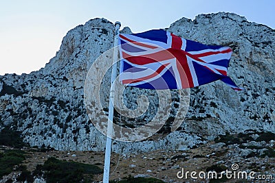 GIBRALTAR, The Rock and British Flag Editorial Stock Photo