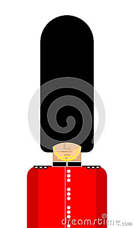 British guardsman isolated. London Queens guard In fur bear hat. English military in beefeater Vector Illustration