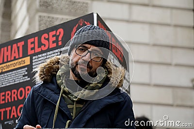 British-Iranian activist Vahid Beheshti on hunger strike by the Foreign Office in London on March 24, 2023 Editorial Stock Photo