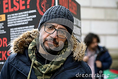 British-Iranian human rights activist Vahid Beheshti on hunger strike outside the Foreign Office in London on March 24, 2023 Editorial Stock Photo