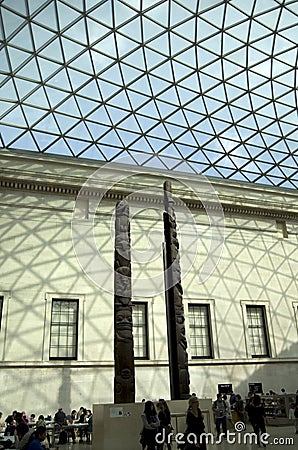 British Museum lobby caffe high ceiling glass roof Editorial Stock Photo