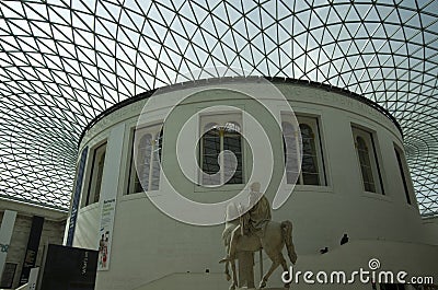 British Museum lobby design glass roof natural lighting Editorial Stock Photo