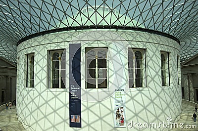 British Museum lobby design glass roof natural lighting Editorial Stock Photo