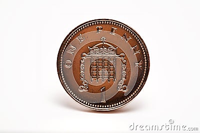 A British One Penny Coin Close-Up Stock Photo