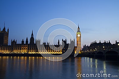 British parliament view in a sunset Stock Photo