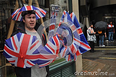 British people heading towards the Coronation of His Majesty The King and Her Majesty The Queen Consort Editorial Stock Photo