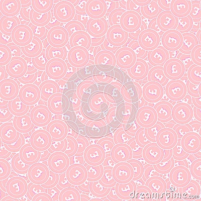 British pound copper coins seamless pattern. Extra Vector Illustration